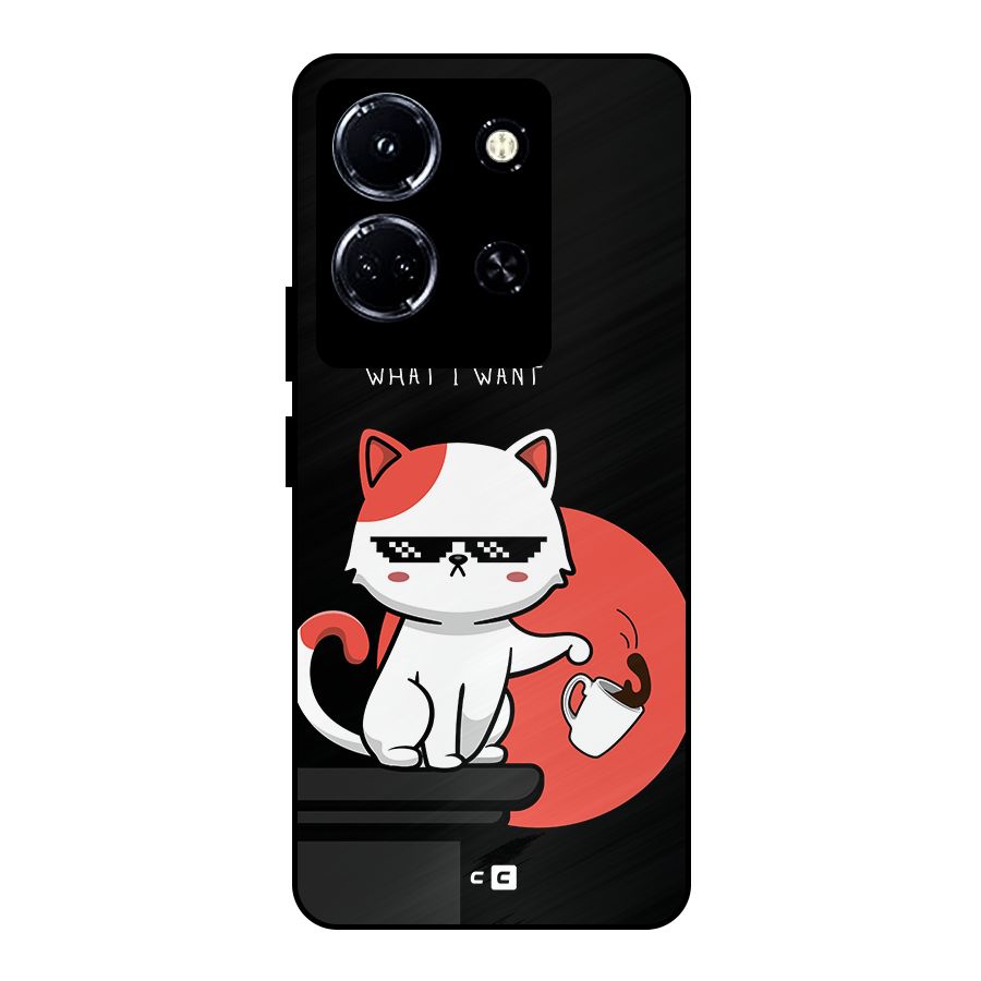 Cute Attitude Cat Metal Back Case for Infinix Note 30 5G