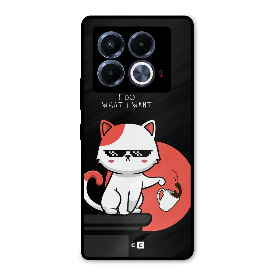 Cute Attitude Cat Metal Back Case for Infinix Note 40 5G
