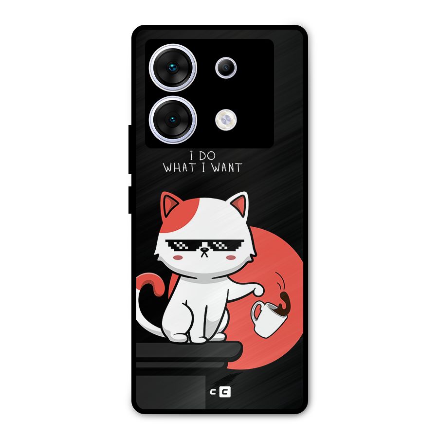 Cute Attitude Cat Metal Back Case for Infinix Zero 30 5G