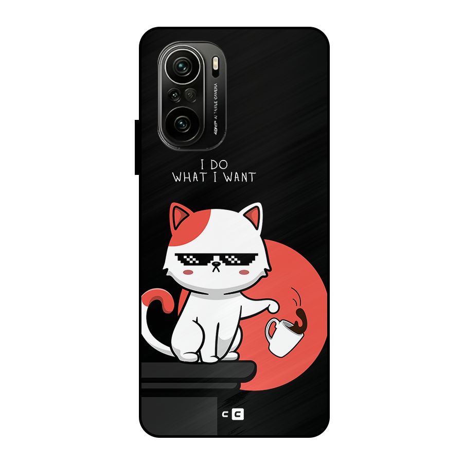 Cute Attitude Cat Metal Back Case for Mi 11x