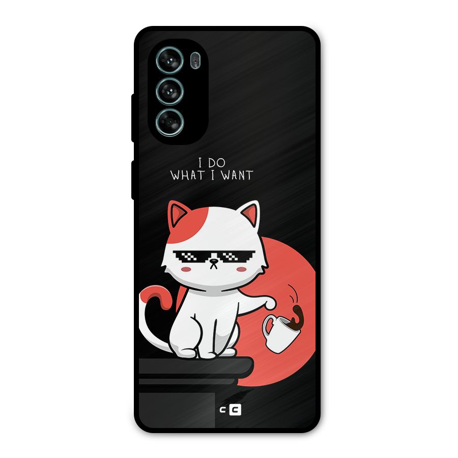 Cute Attitude Cat Metal Back Case for Moto G62