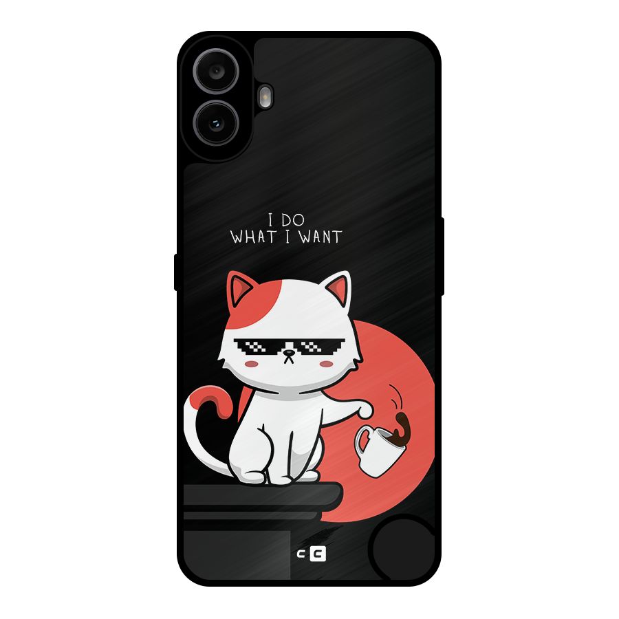 Cute Attitude Cat Metal Back Case for Nothing CMF Phone 1