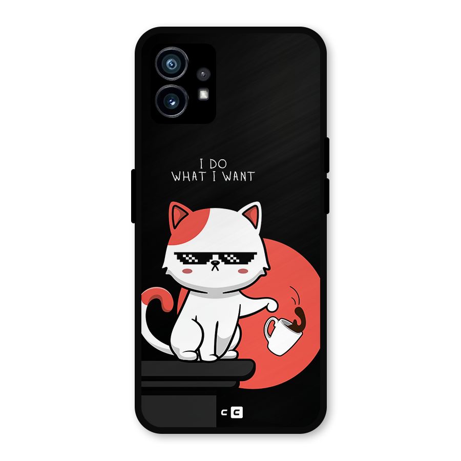 Cute Attitude Cat Metal Back Case for Nothing Phone 1