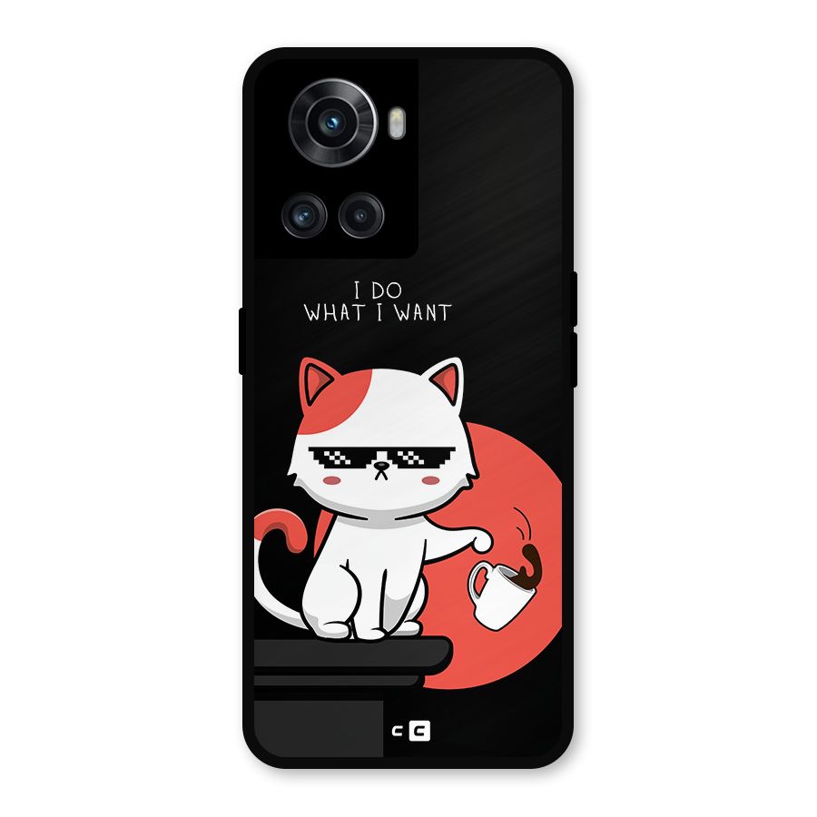 Cute Attitude Cat Metal Back Case for OnePlus 10R