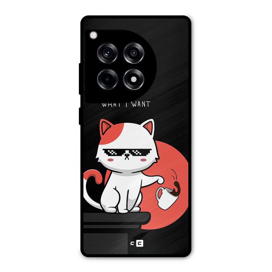 Cute Attitude Cat Metal Back Case for OnePlus 12R