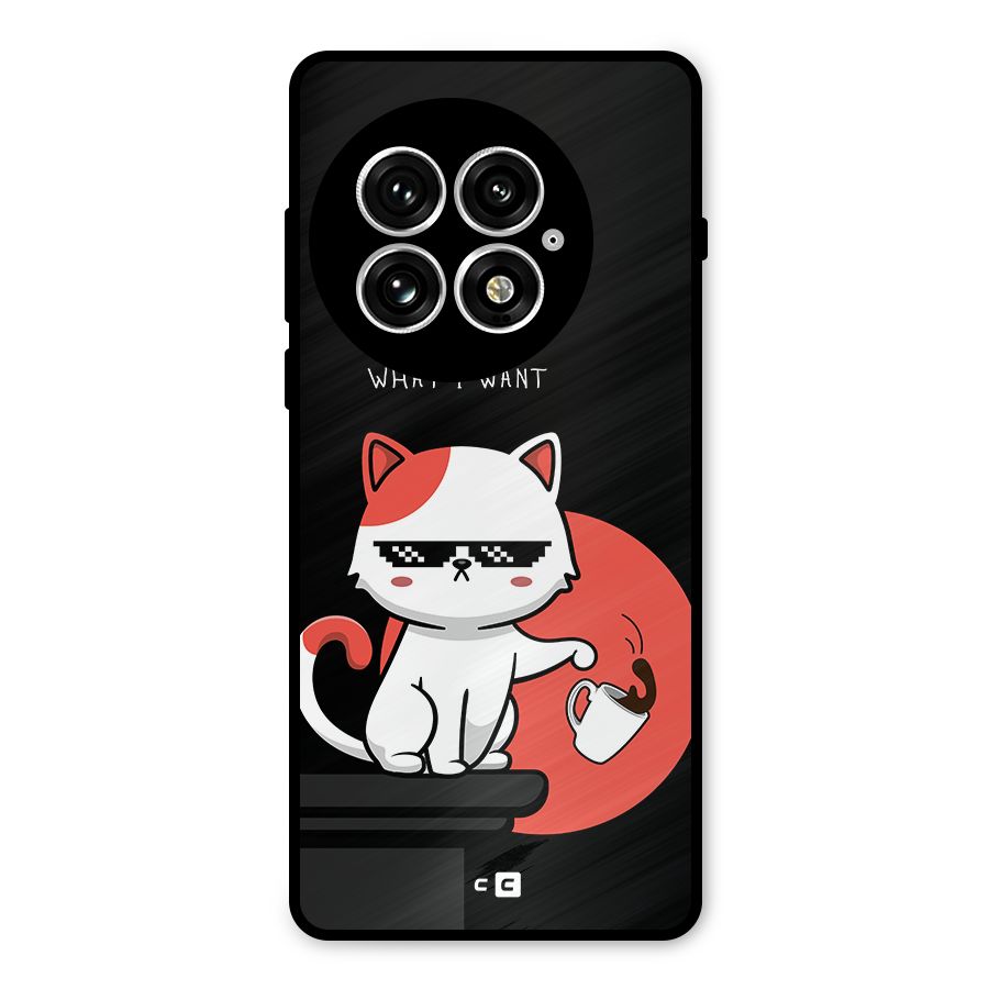 Cute Attitude Cat Metal Back Case for OnePlus 13