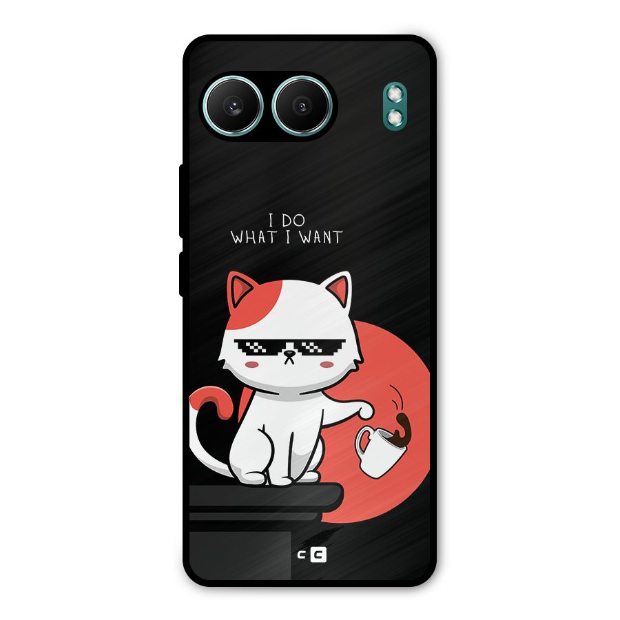 Cute Attitude Cat Metal Back Case for OnePlus Nord 4