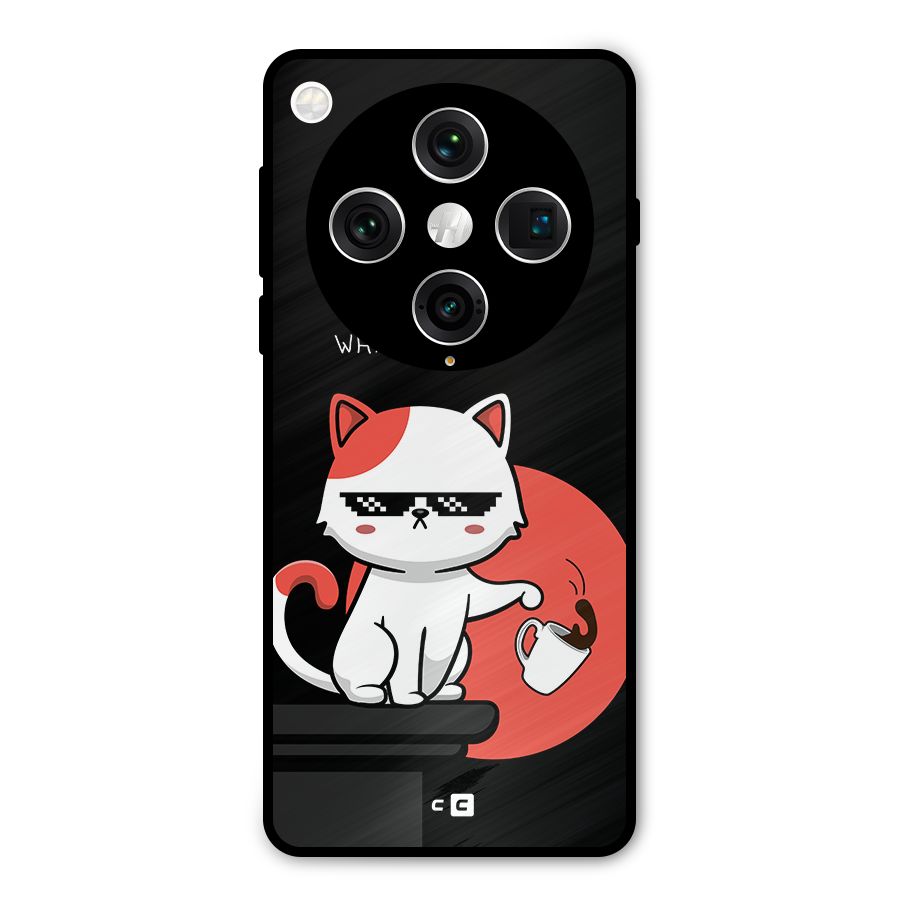 Cute Attitude Cat Metal Back Case for Oppo Find X8 Pro