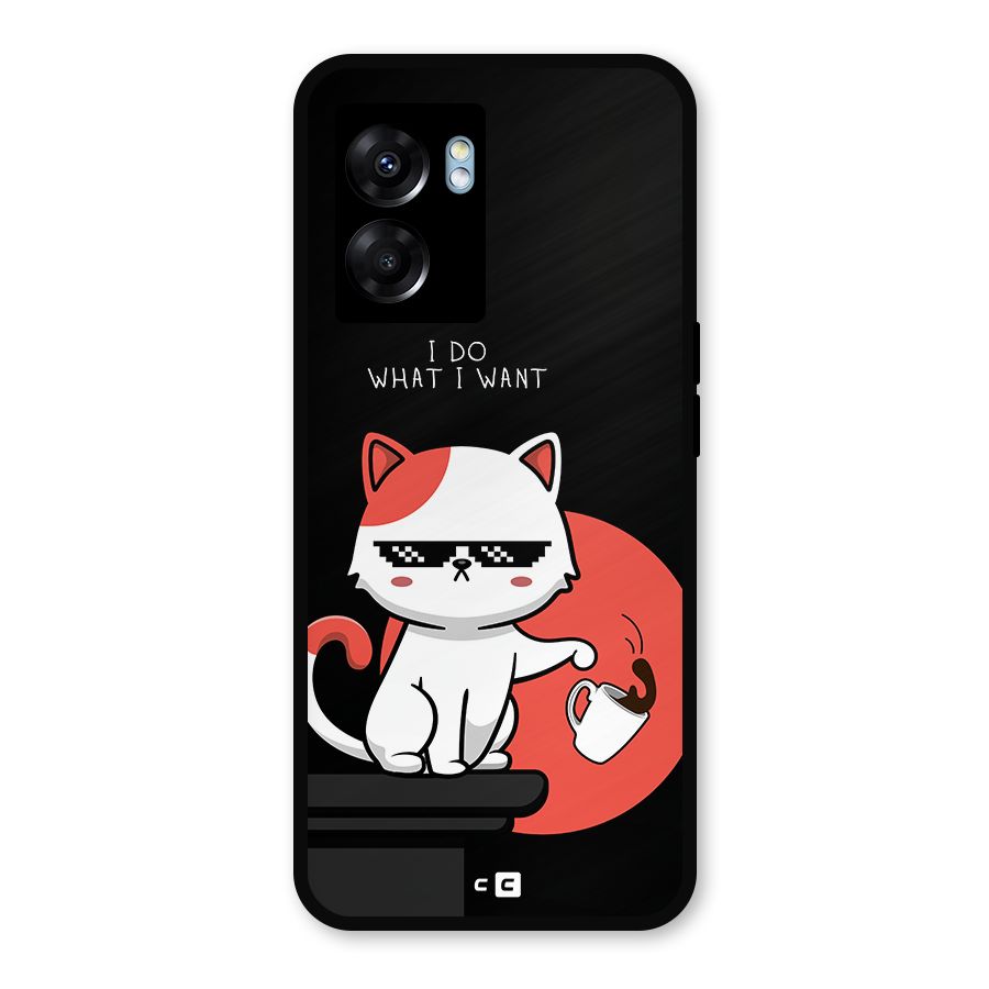Cute Attitude Cat Metal Back Case for Oppo K10 (5G)