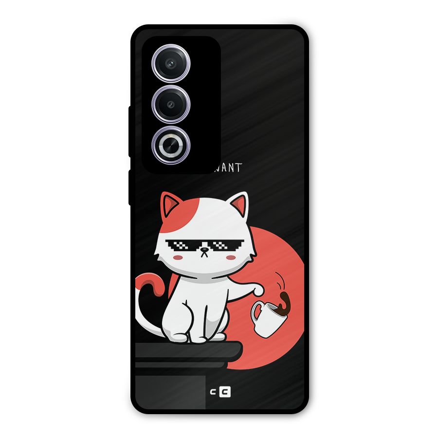 Cute Attitude Cat Metal Back Case for Oppo K12x