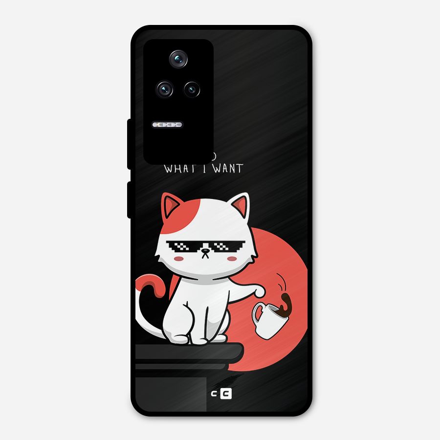 Cute Attitude Cat Metal Back Case for Poco F4 5G