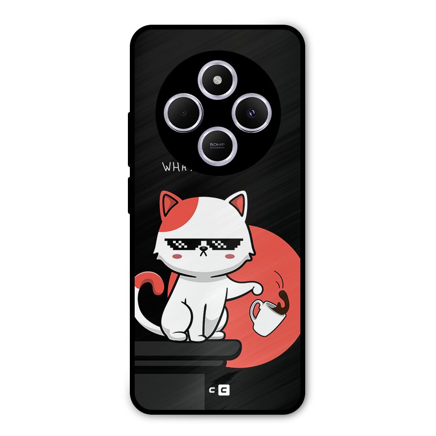 Cute Attitude Cat Metal Back Case for Poco M7
