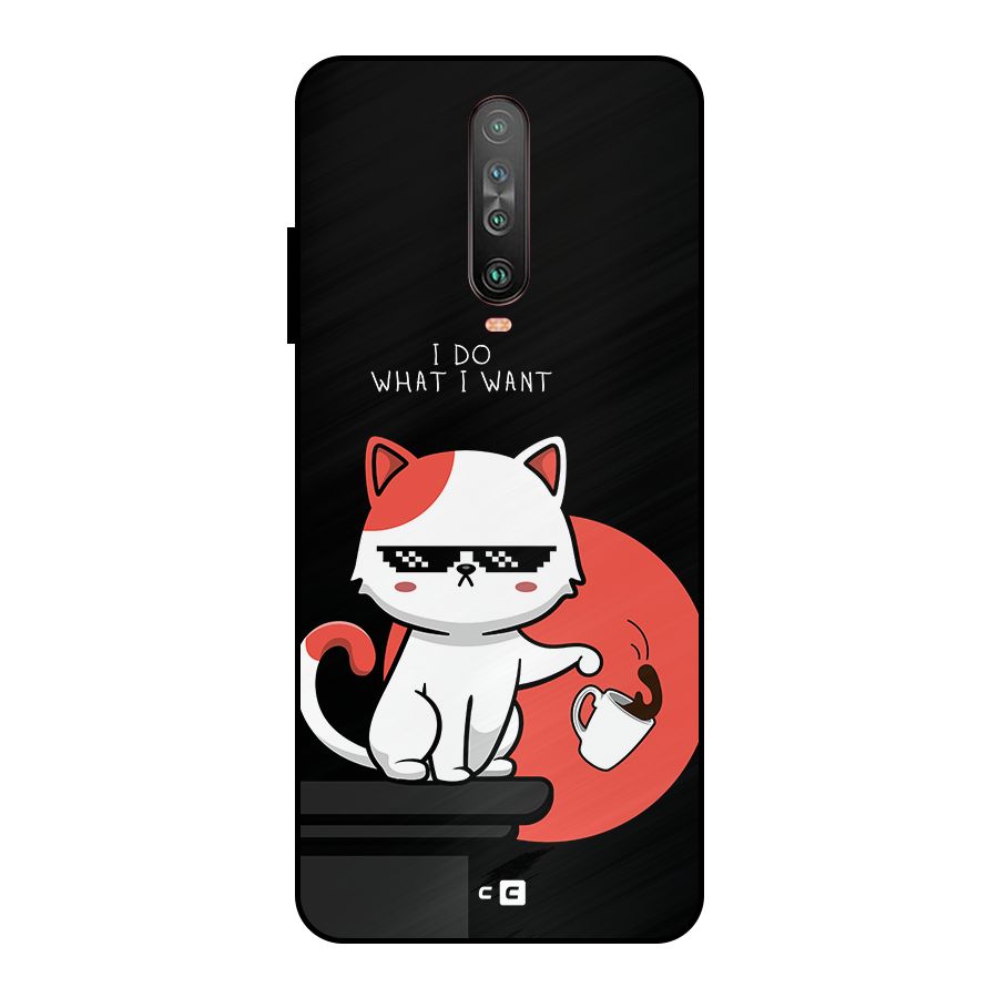Cute Attitude Cat Metal Back Case for Poco X2