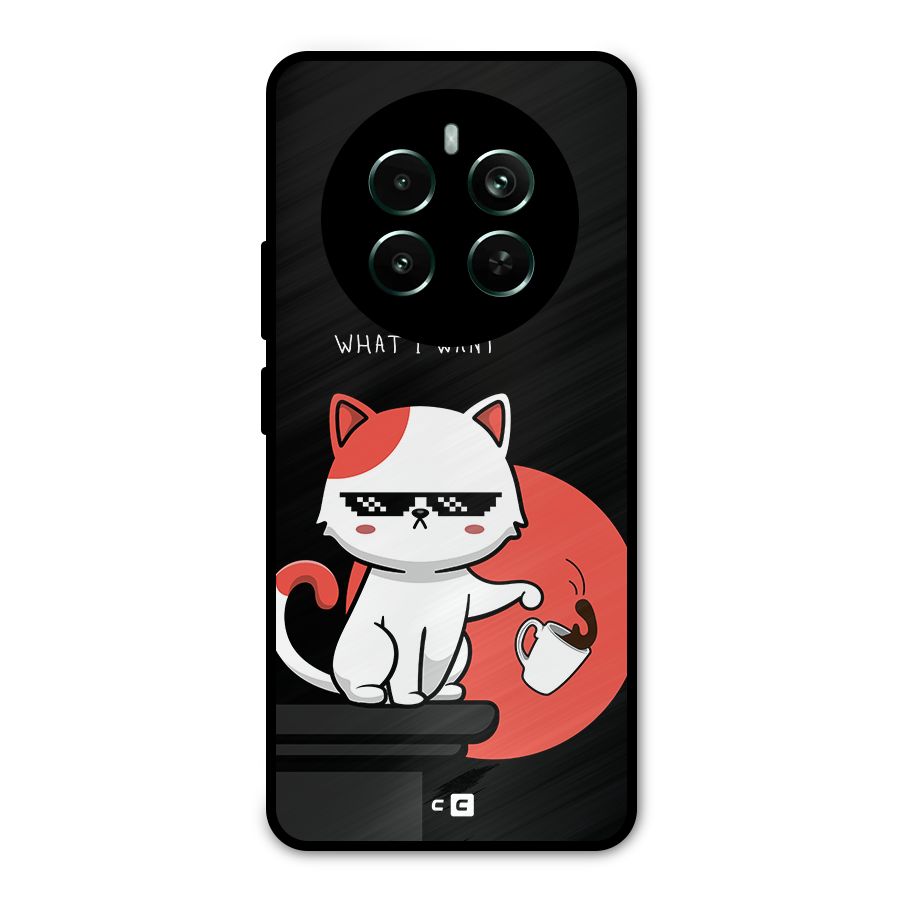 Cute Attitude Cat Metal Back Case for Realme 12 Pro Plus