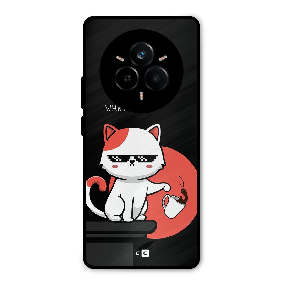 Cute Attitude Cat Metal Back Case for Realme 14 Pro
