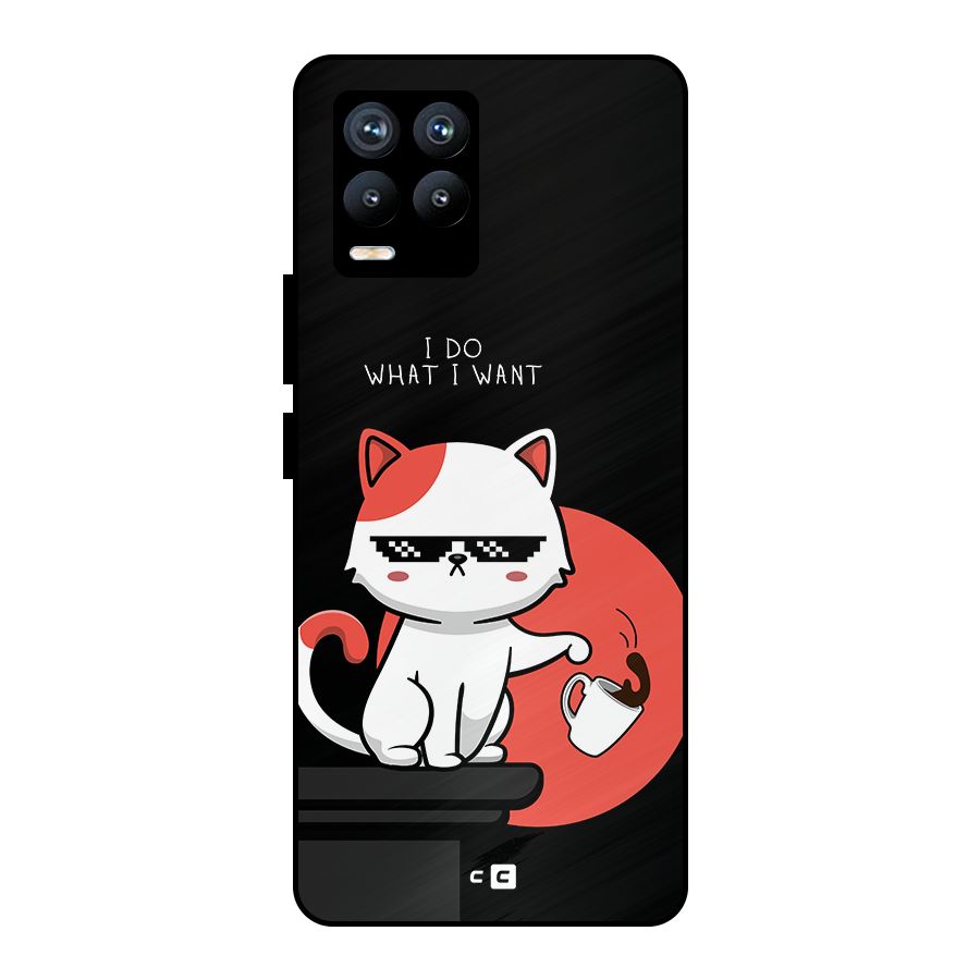 Cute Attitude Cat Metal Back Case for Realme 8 Pro