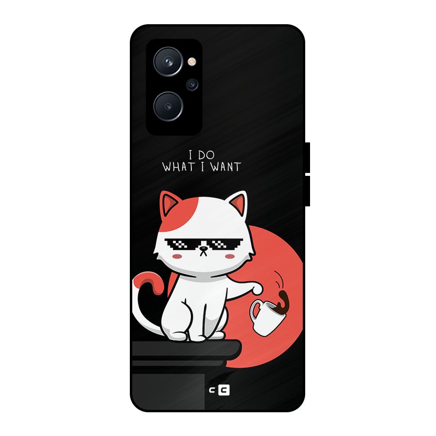 Cute Attitude Cat Metal Back Case for Realme 9i 5G