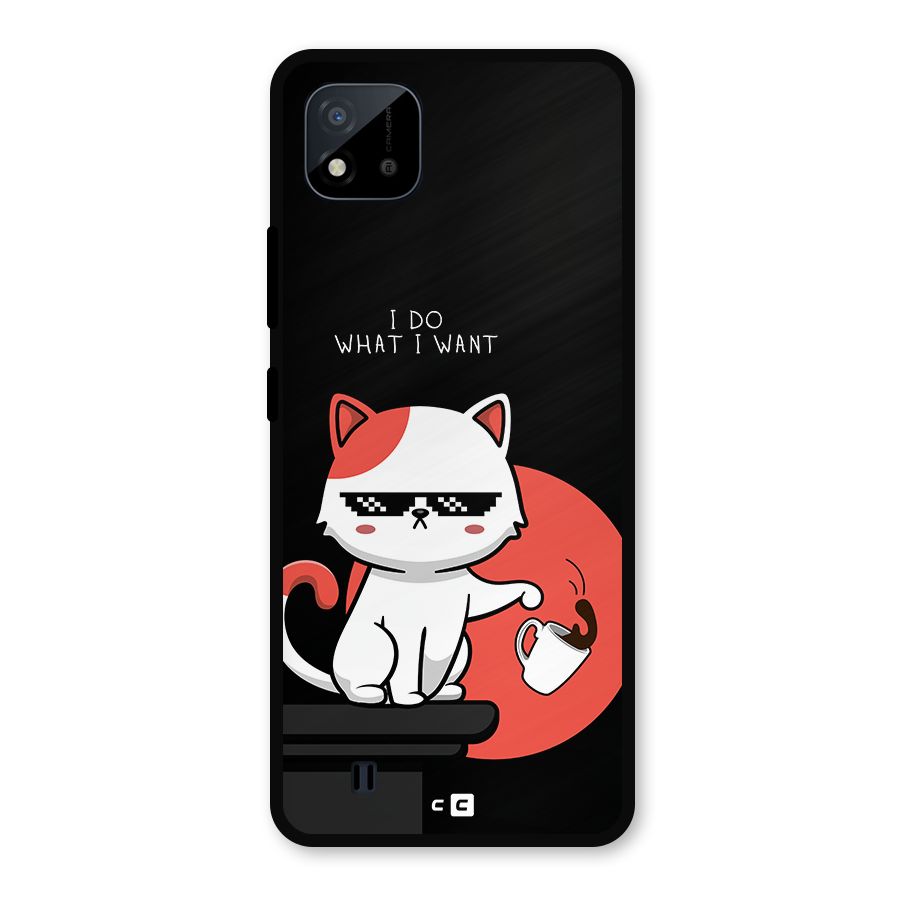 Cute Attitude Cat Metal Back Case for Realme C11 2021