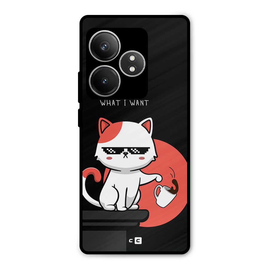 Cute Attitude Cat Metal Back Case for Realme GT 6T