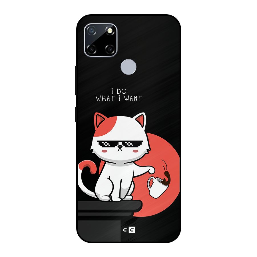 Cute Attitude Cat Metal Back Case for Realme Narzo 20