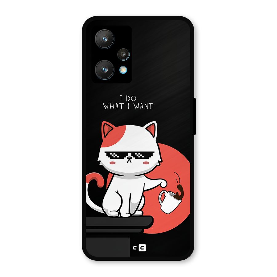 Cute Attitude Cat Metal Back Case for Realme Narzo 50 Pro