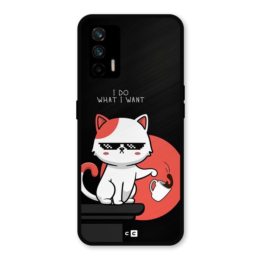 Cute Attitude Cat Metal Back Case for Realme X7 Max