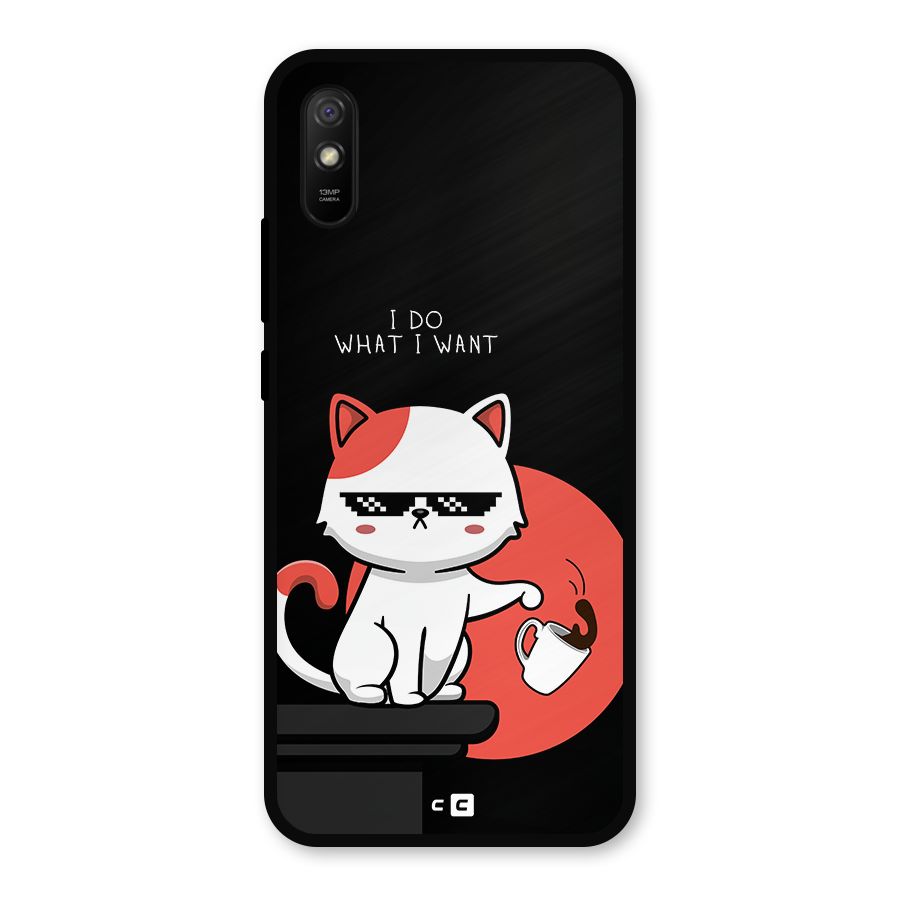 Cute Attitude Cat Metal Back Case for Redmi 9i