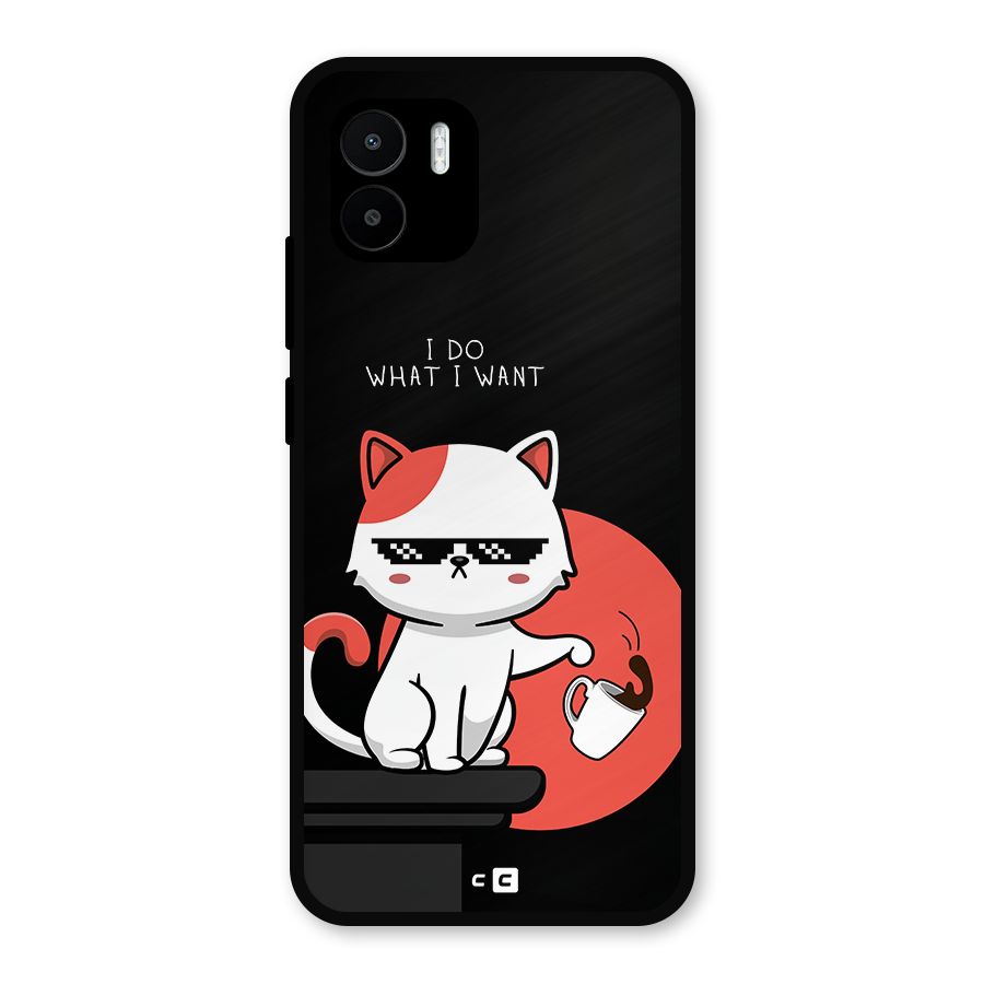 Cute Attitude Cat Metal Back Case for Redmi A2