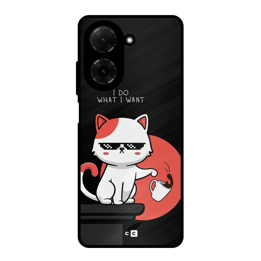 Cute Attitude Cat Metal Back Case for Redmi A5 4G