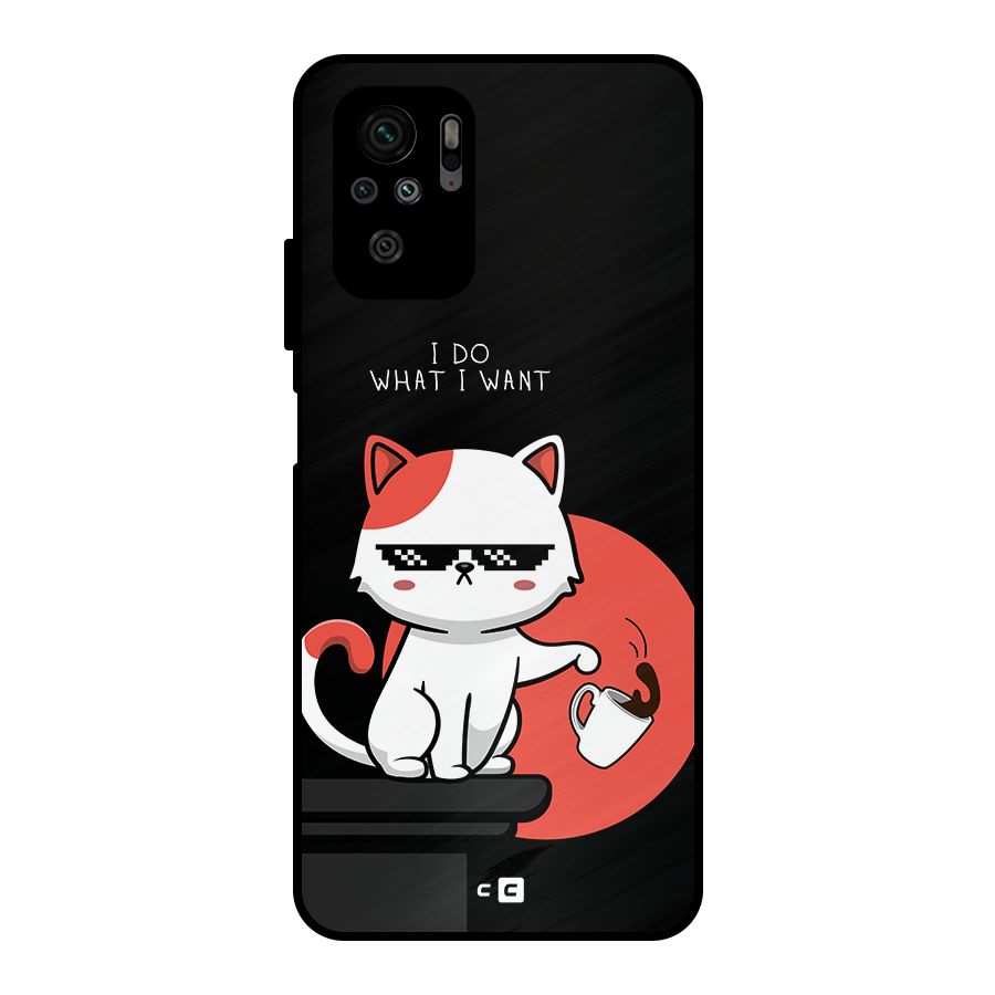 Cute Attitude Cat Metal Back Case for Redmi Note 10S