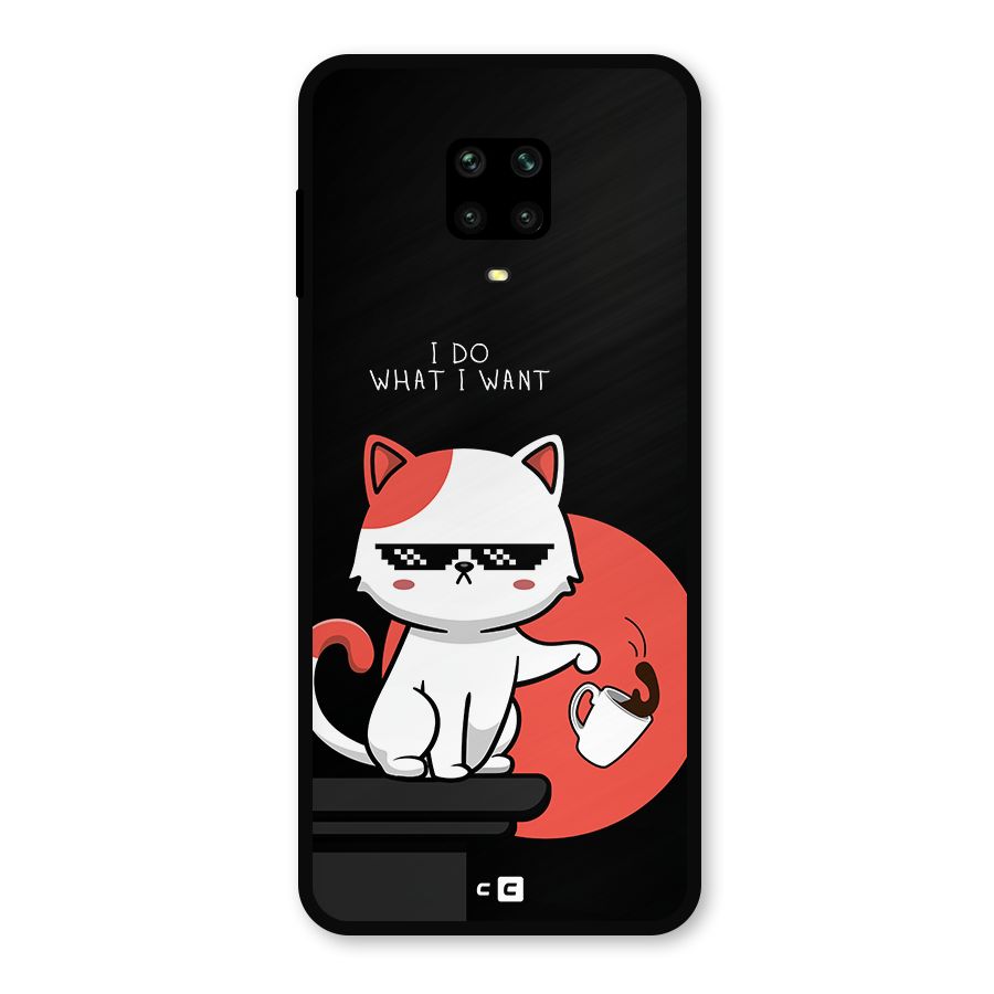 Cute Attitude Cat Metal Back Case for Redmi Note 10 Lite