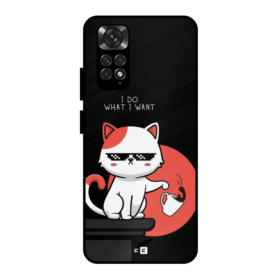 Cute Attitude Cat Metal Back Case for Redmi Note 11 Pro Plus 5G