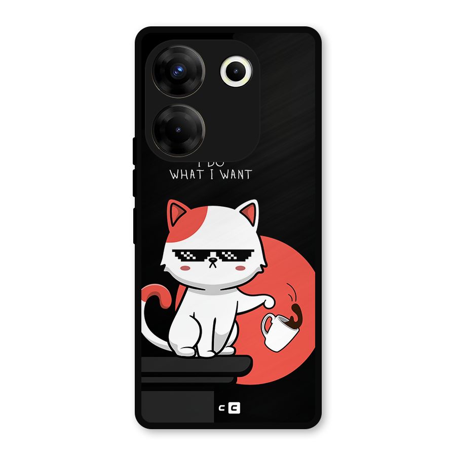 Cute Attitude Cat Metal Back Case for Tecno Camon 20