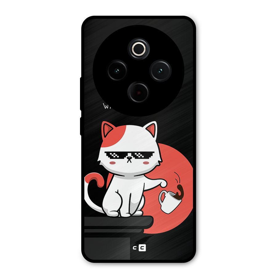 Cute Attitude Cat Metal Back Case for Vivo T4