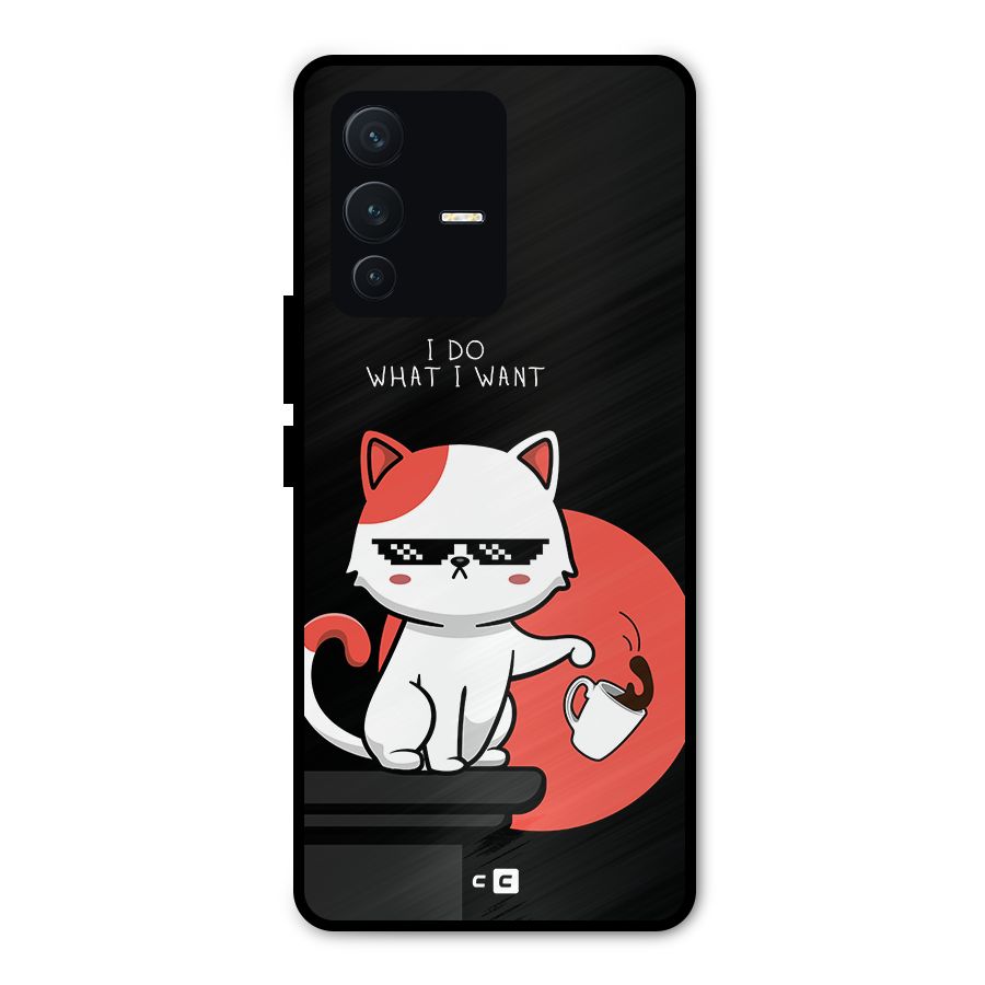 Cute Attitude Cat Metal Back Case for Vivo V23 Pro