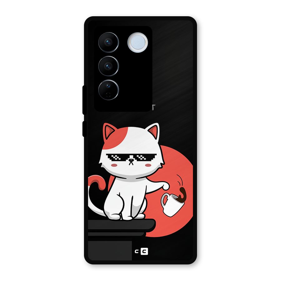 Cute Attitude Cat Metal Back Case for Vivo V27