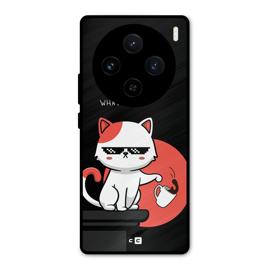 Cute Attitude Cat Metal Back Case for Vivo X100