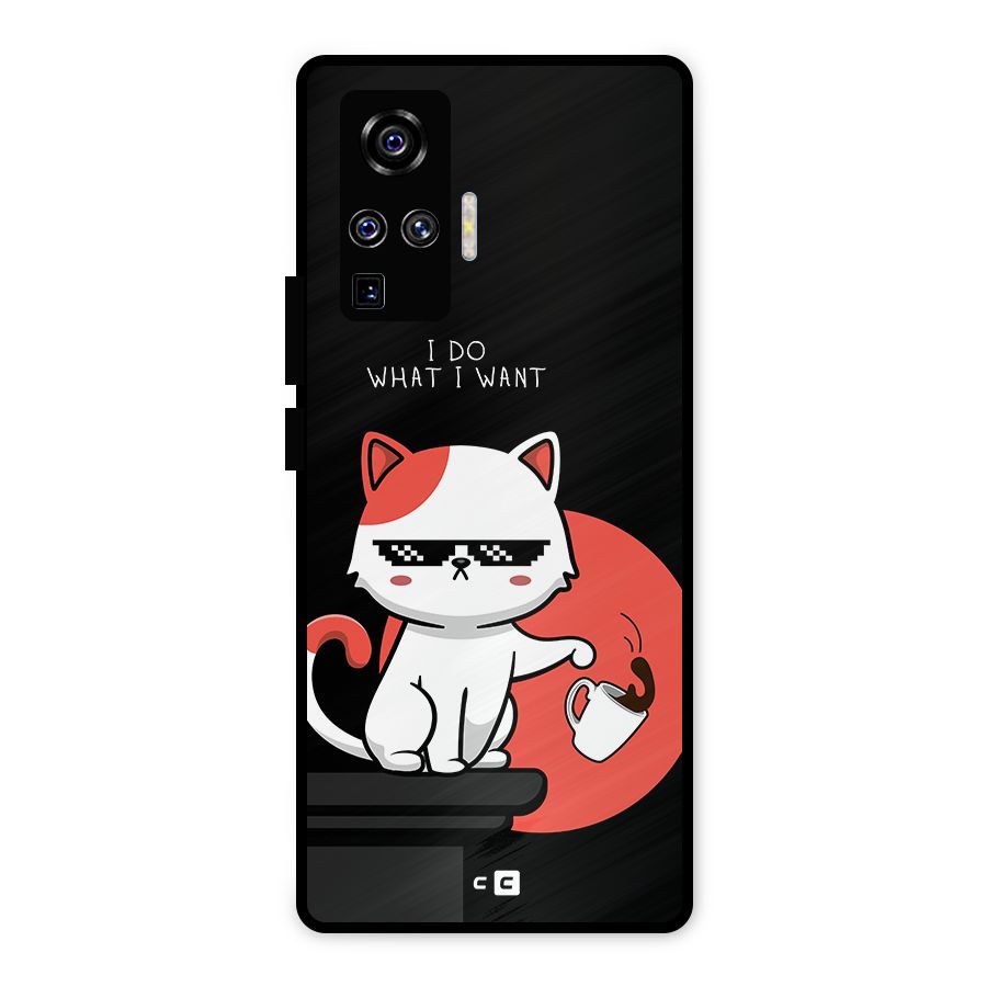 Cute Attitude Cat Metal Back Case for Vivo X50 Pro