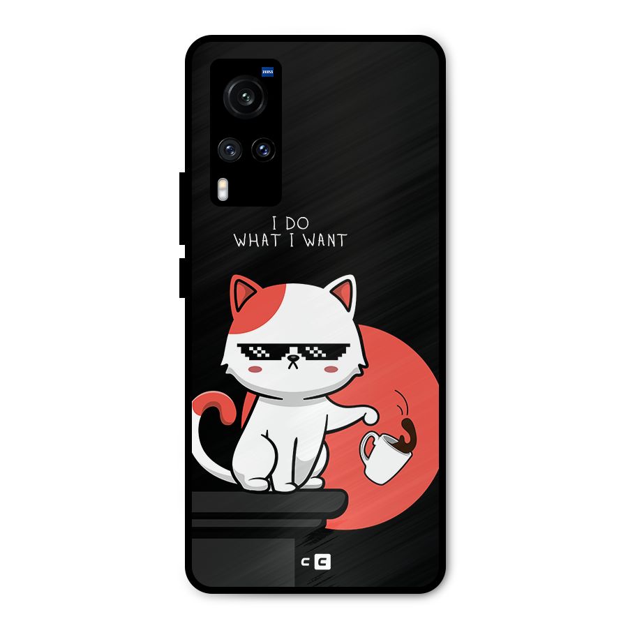 Cute Attitude Cat Metal Back Case for Vivo X60