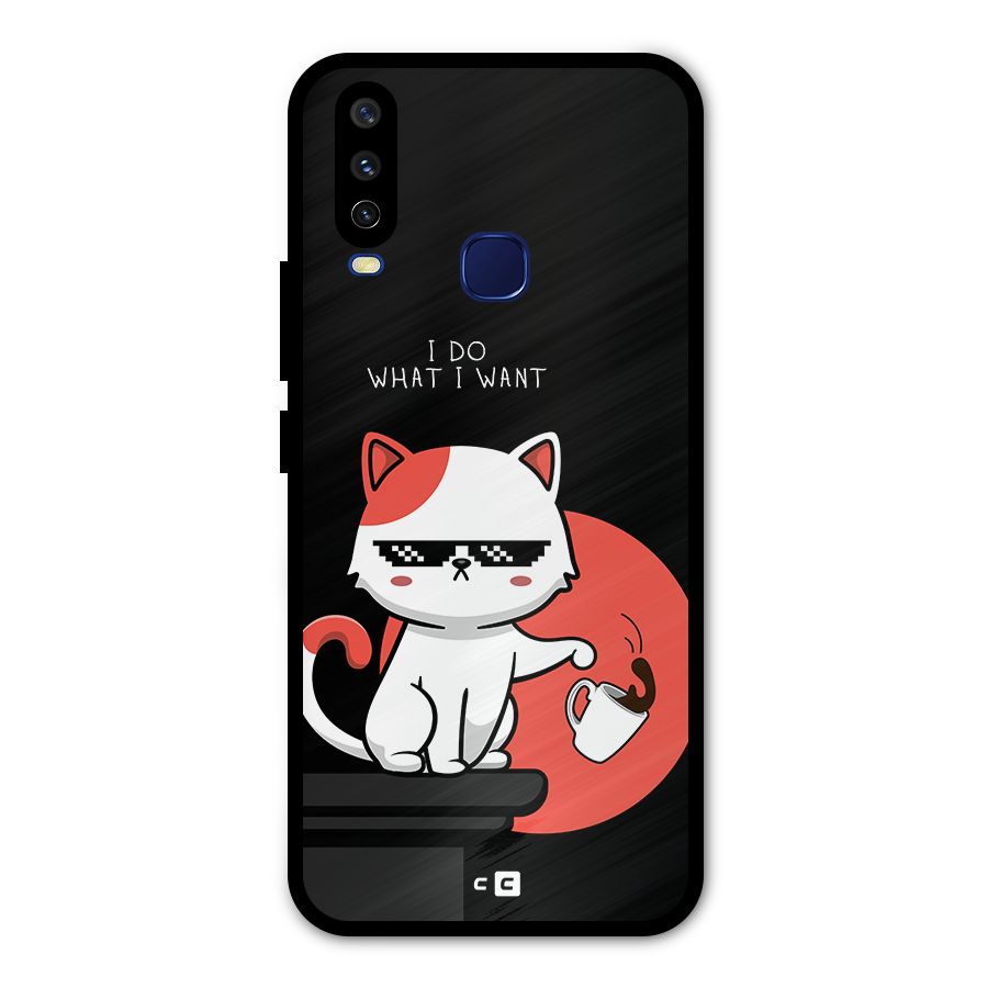 Cute Attitude Cat Metal Back Case for Vivo Y15