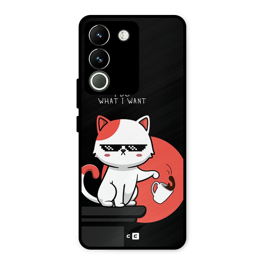 Cute Attitude Cat Metal Back Case for Vivo Y200