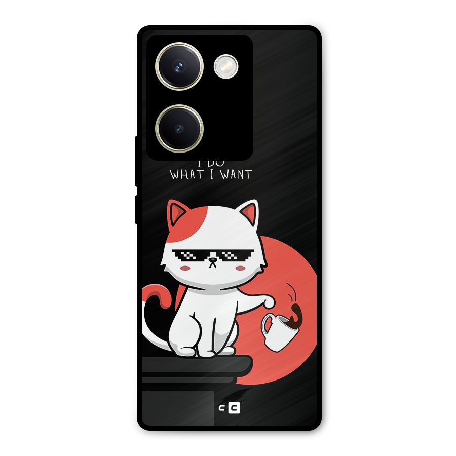 Cute Attitude Cat Metal Back Case for Vivo Y200 Pro