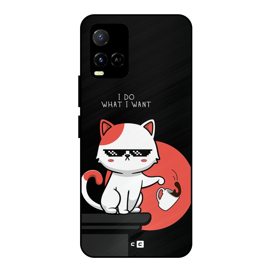 Cute Attitude Cat Metal Back Case for Vivo Y21