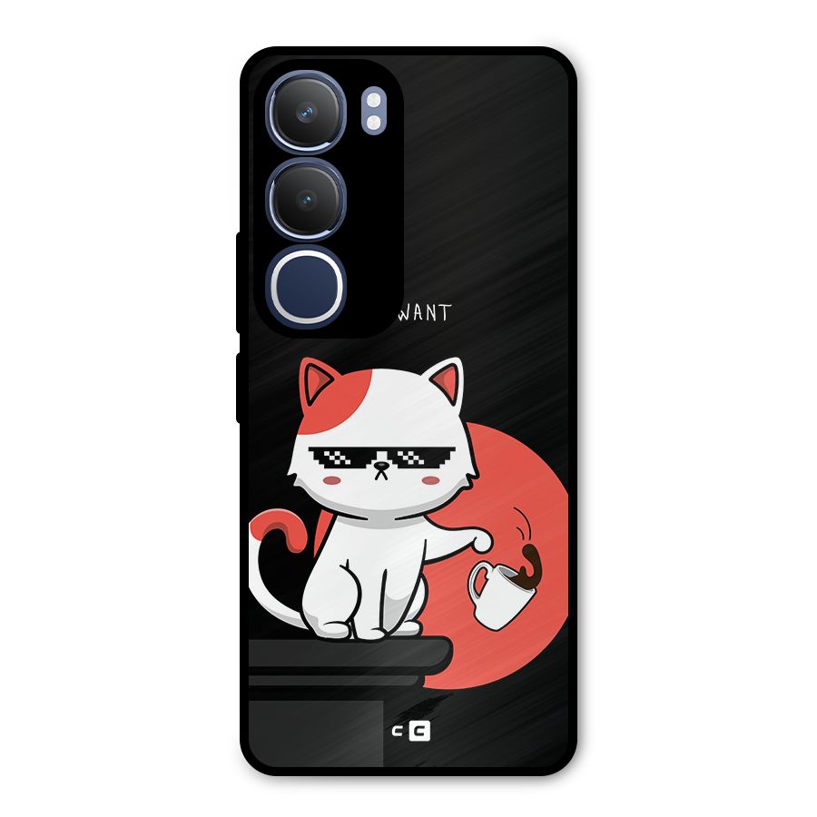 Cute Attitude Cat Metal Back Case for Vivo Y29