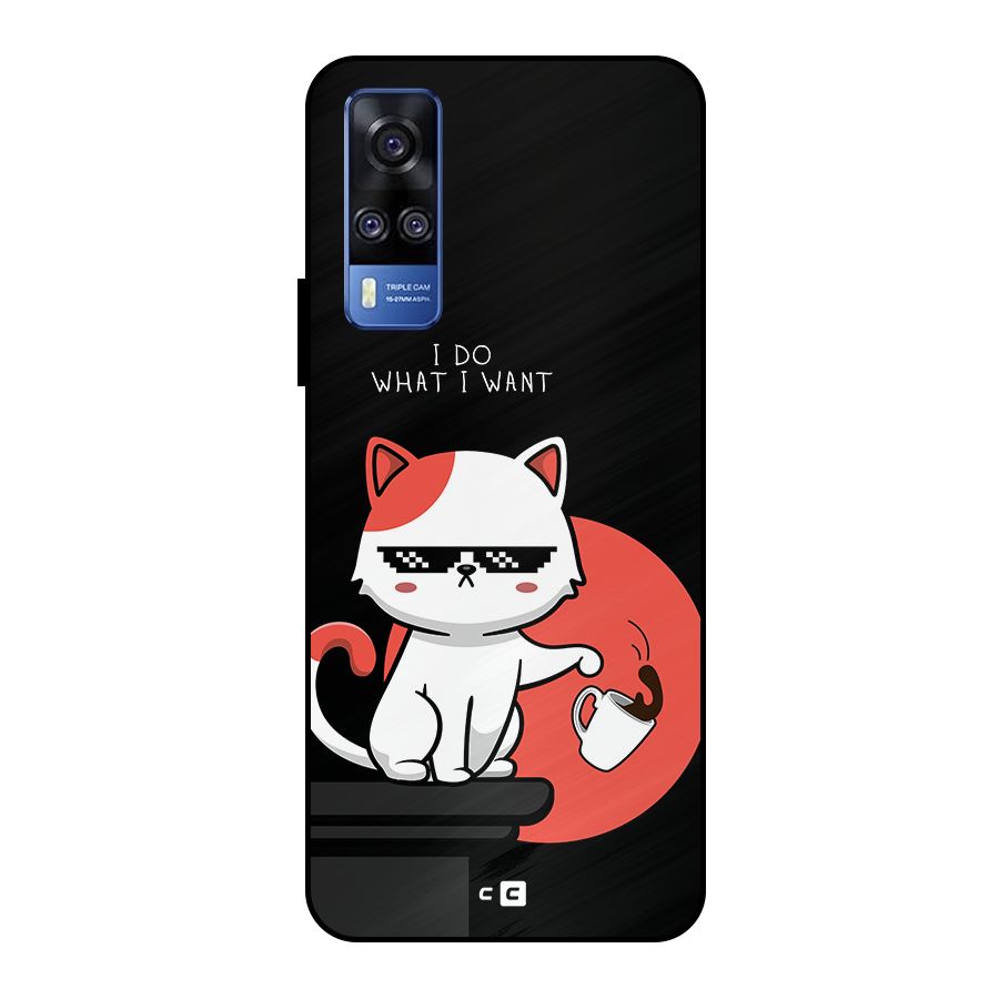 Cute Attitude Cat Metal Back Case for Vivo Y51