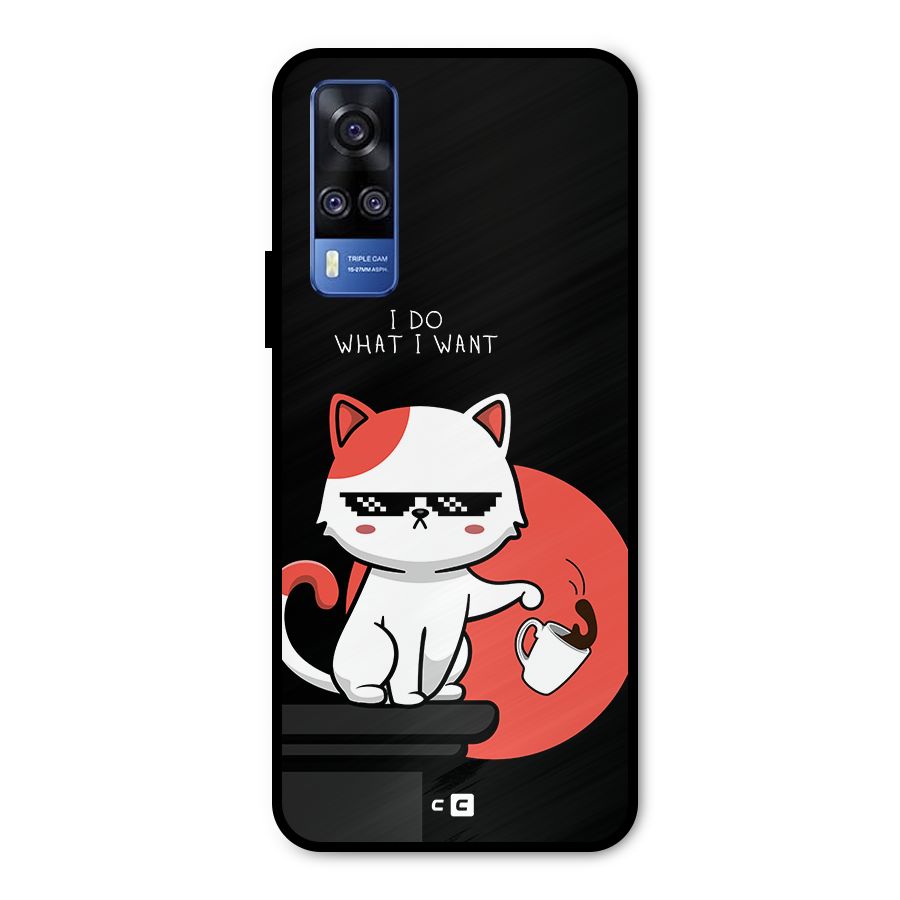 Cute Attitude Cat Metal Back Case for Vivo Y51A