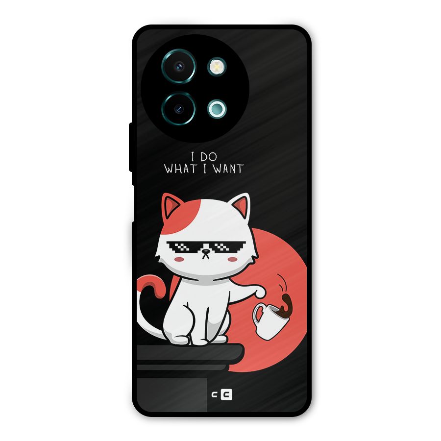 Cute Attitude Cat Metal Back Case for Vivo Y58