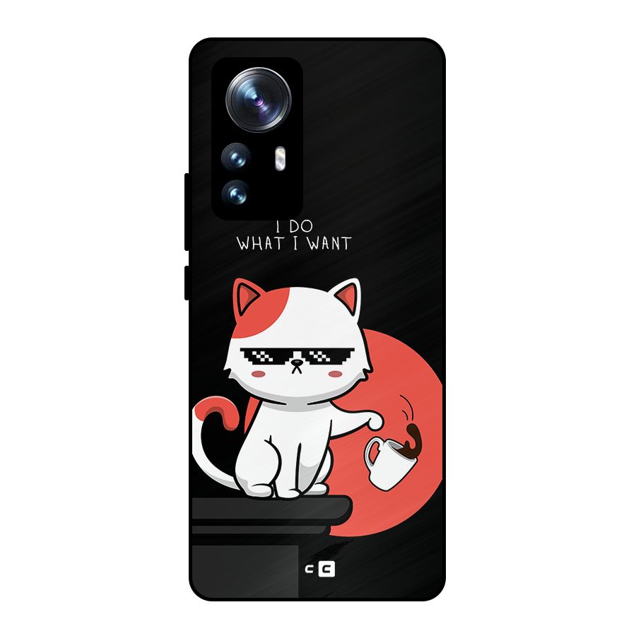 Cute Attitude Cat Metal Back Case for Xiaomi 12 Pro