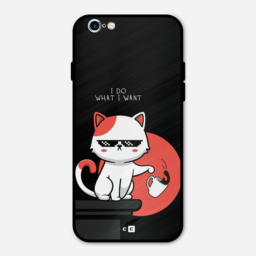 Cute Attitude Cat Metal Back Case for iPhone 6 6s