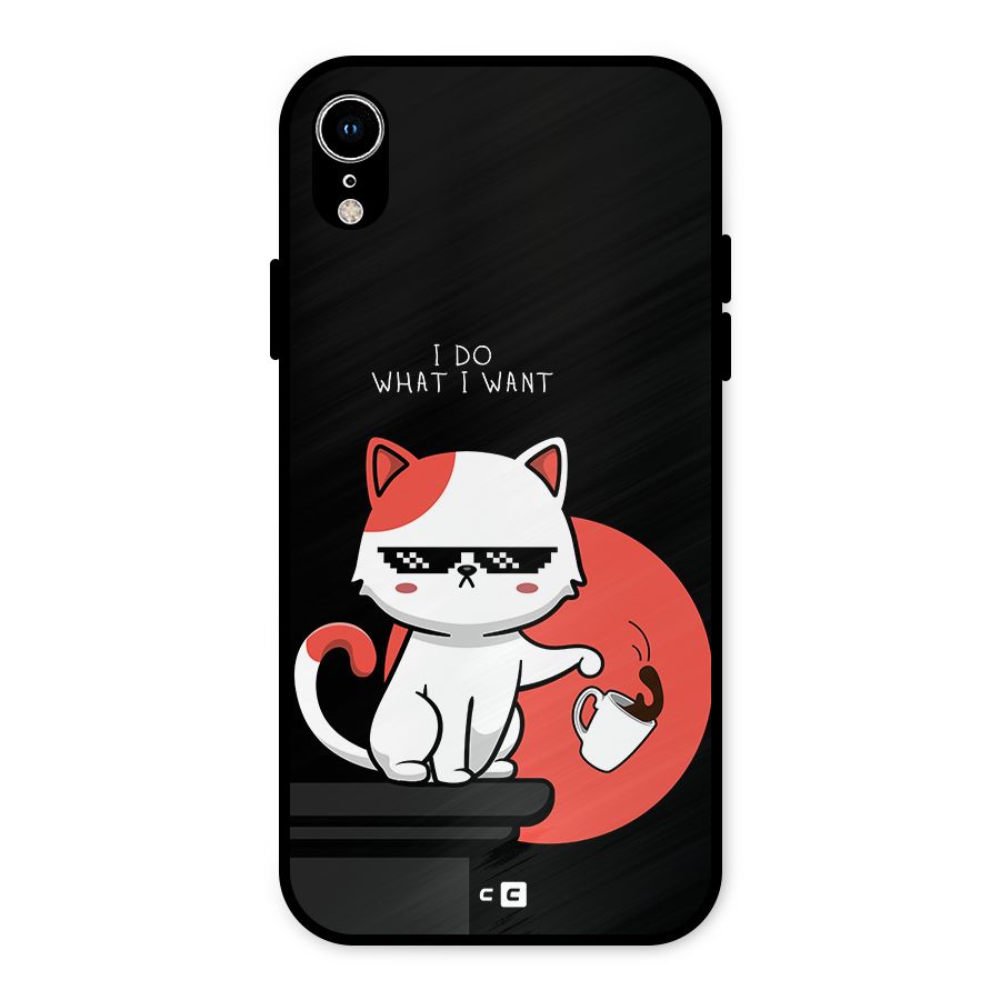Cute Attitude Cat Metal Back Case for iPhone XR